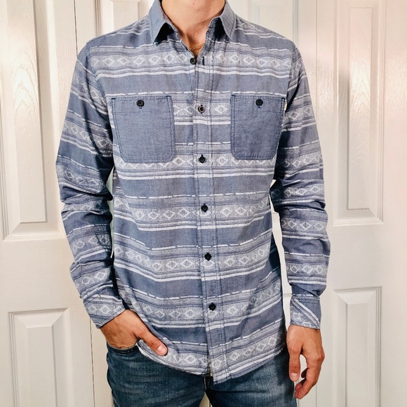 AMBIG Other - AMBIG Blue White Tribal Print Long Sleeve Shirt M